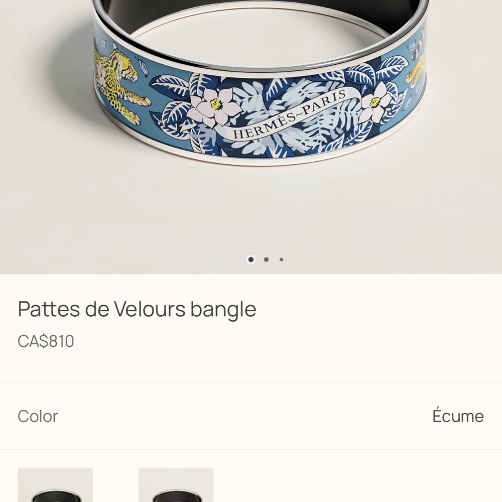 Hermès Blue Floral Bangle with palladium rims